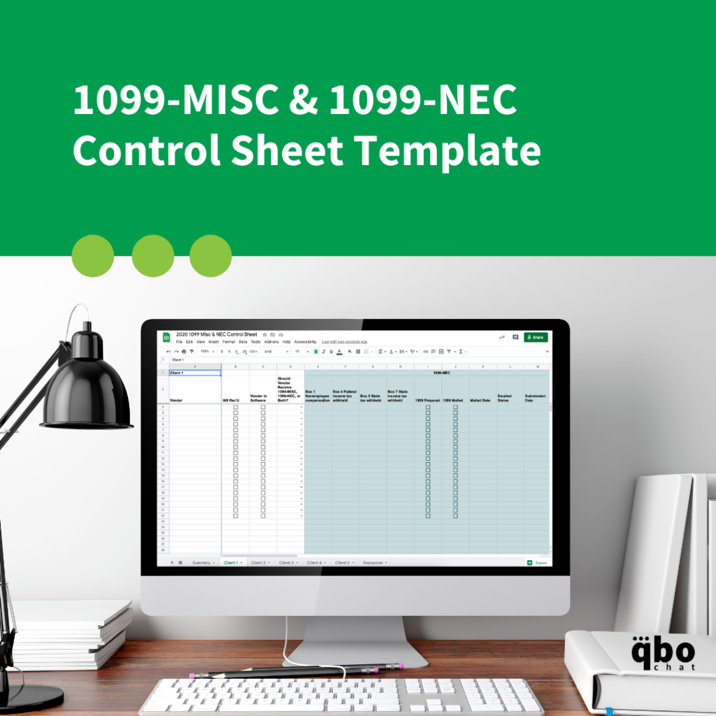 Purchase our 1099-Misc Control Sheet Template to help you organize your 1099 processing.